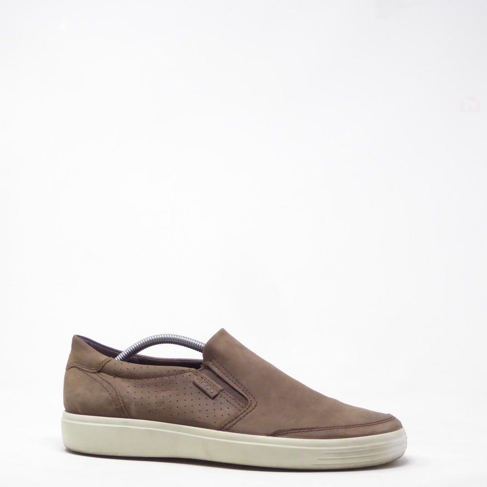 ECCO Mens Soft 7 Slip On Sneakers Brown Leather Casual Shoes 44/ 10